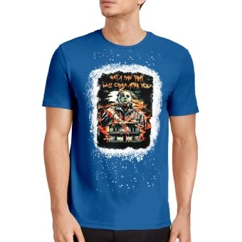 Blue Oversize Halloween House Pattern 3D Printed T-Shirto