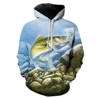 Precious Blue Fish Pattern Bitcoin Hoodie