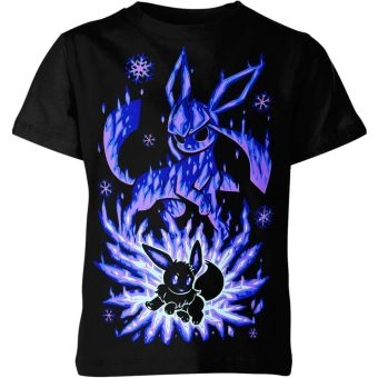 Ice and Shadows - Glaceon And Eevee Pokemon Black Shirt