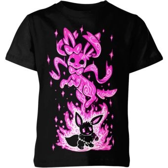 Sylveon And Eevee From Pokemon Shirt - Black