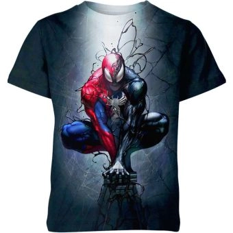 Spider-Man X Venom: The Fearless Duo in Black & Gray Hoodie for Comic Fans Casual T-Shirt