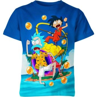 Cool Blue Dragon Ball x Rick And Morty Shirt - High-Quality Crossover