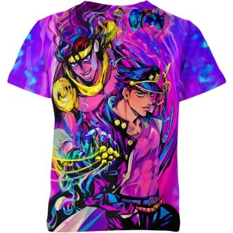 Star Platinum's Aura - Jotaro Kujo and Star Platinum Jojo's Bizarre Adventure Shirt in Regal Purple