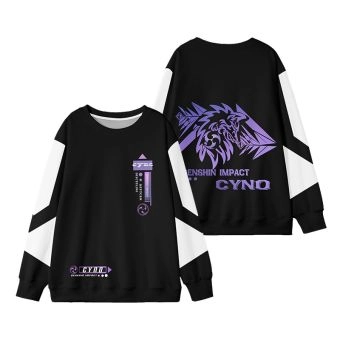 Cute Genshin Impact Cyno Animation Black Purple Sweatershirt