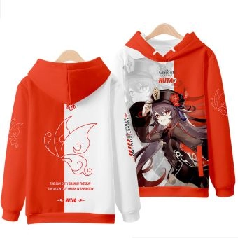 High-Quality Genshin Impact Anime Game Hutao Lotus Root Hoodie